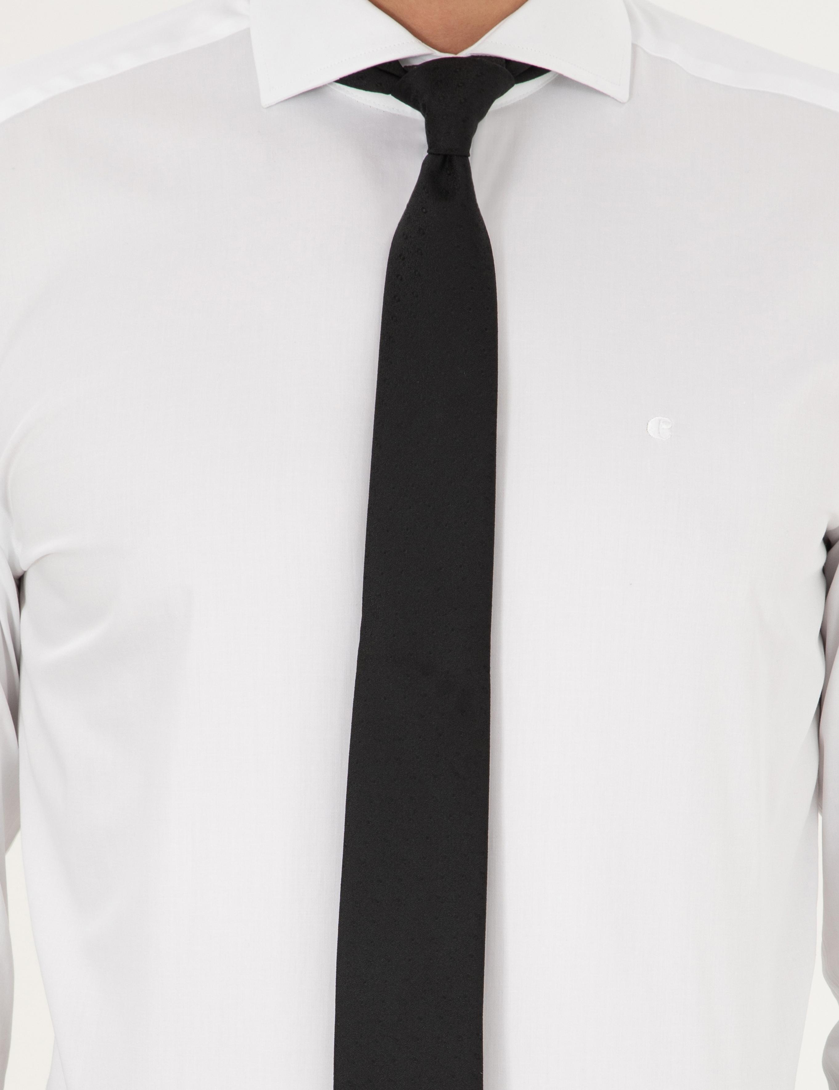Beyaz Slim Fit %100 Pamuk İtalyan Yaka Klasik Gömlek - 50268927006