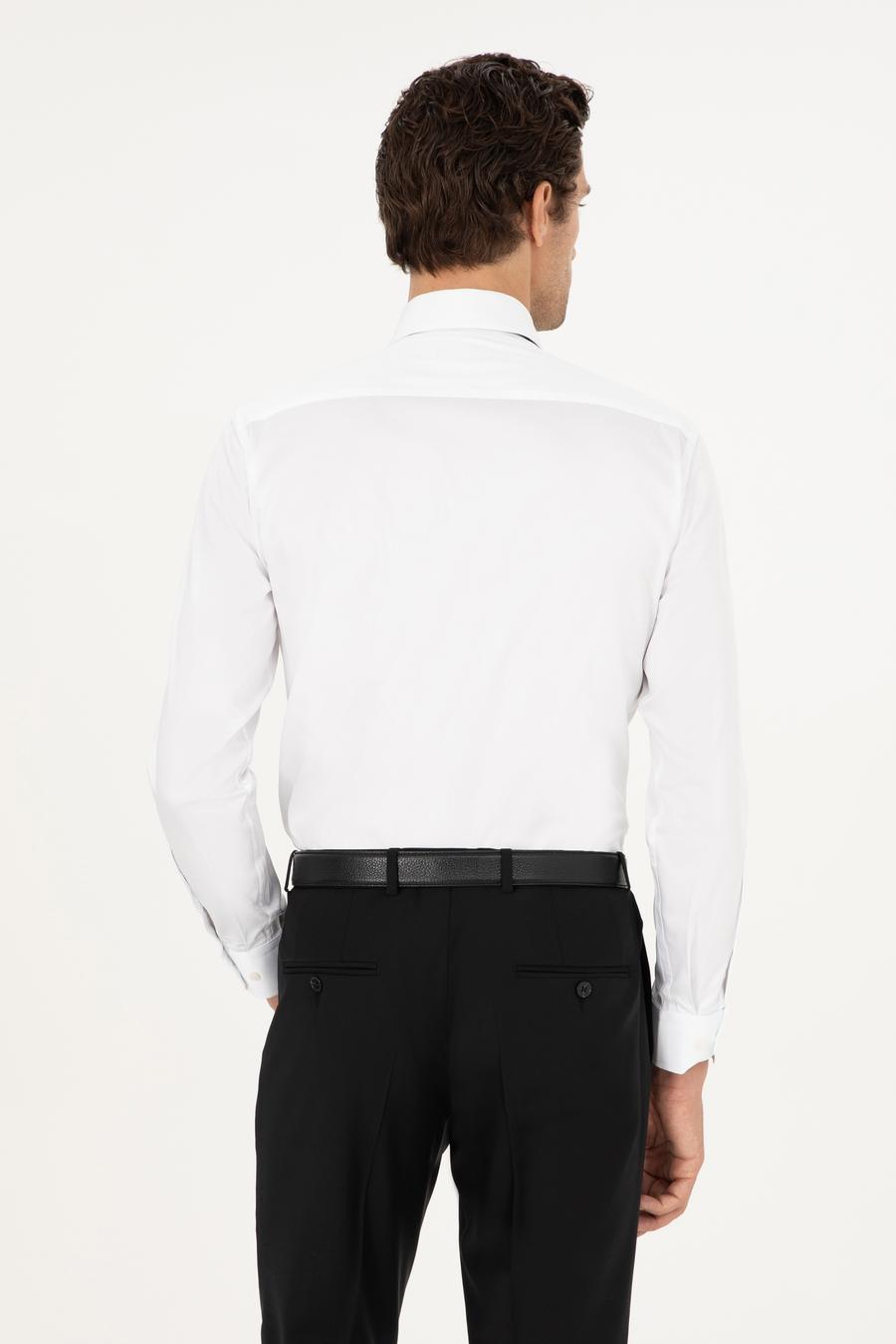 Beyaz Slim Fit %100 Pamuk İtalyan Yaka Klasik Gömlek - 50268927006