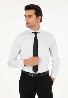 Açık Gri Slim Fit İtalyan Yaka Klasik Gömlek