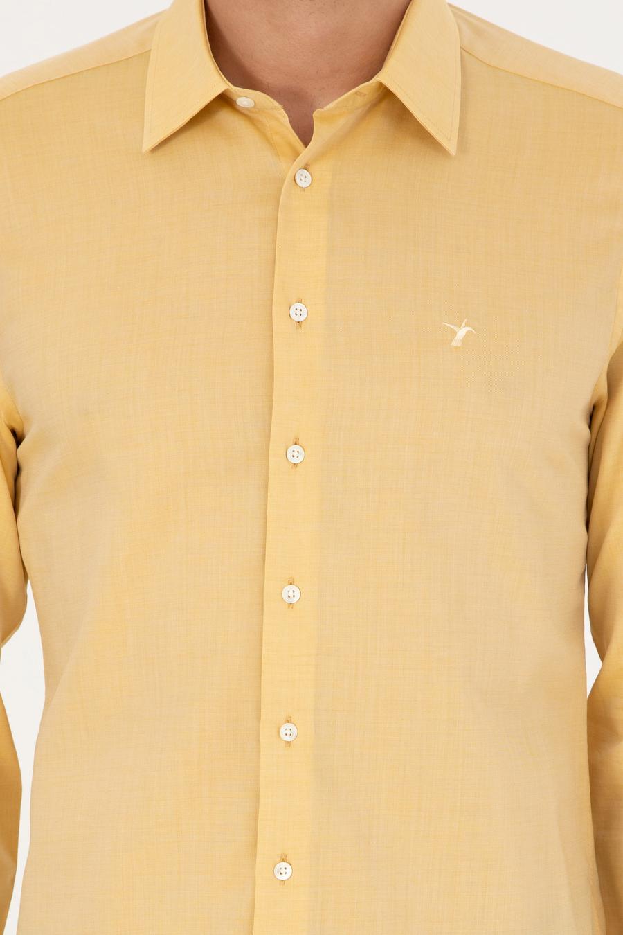 Sarı Slim Fit Kaşmir Karışımlı Oxford Gömlek - 50291353082