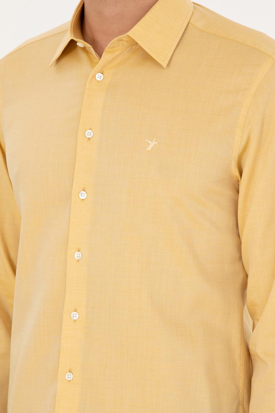 Sarı Slim Fit Kaşmir Karışımlı Oxford Gömlek - 50291353082