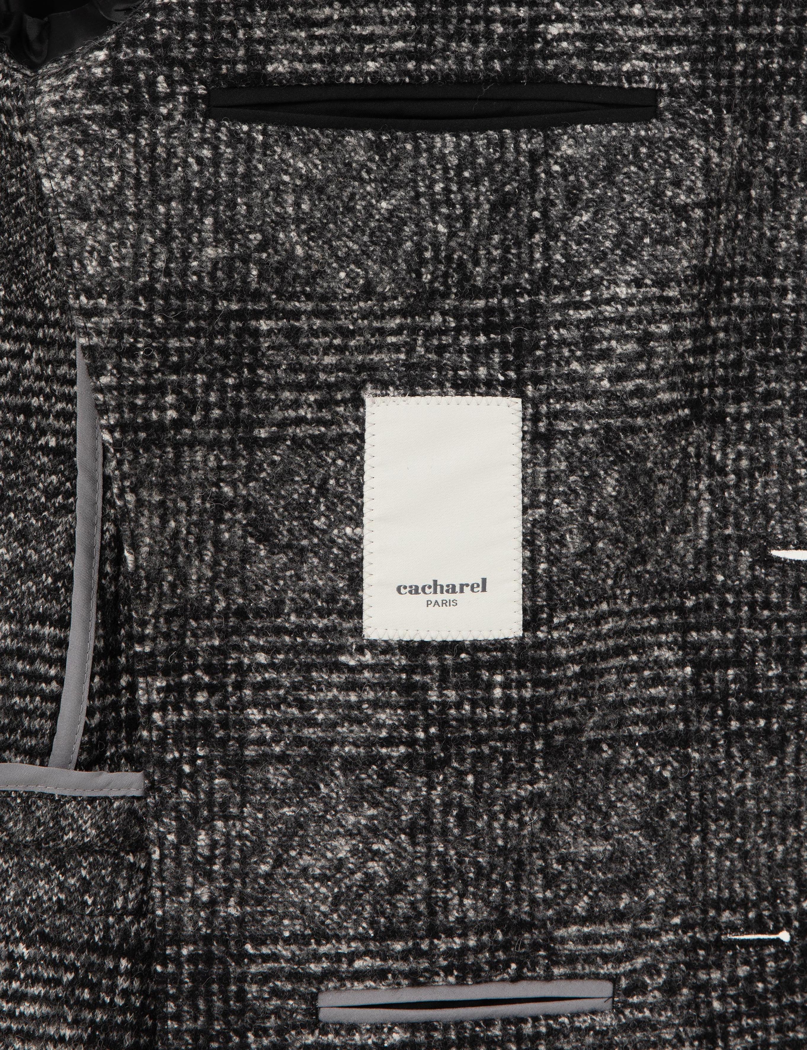 Siyah Slim Fit Yün İpek Karışımlı Flanel Ekose Ceket - 50290523050
