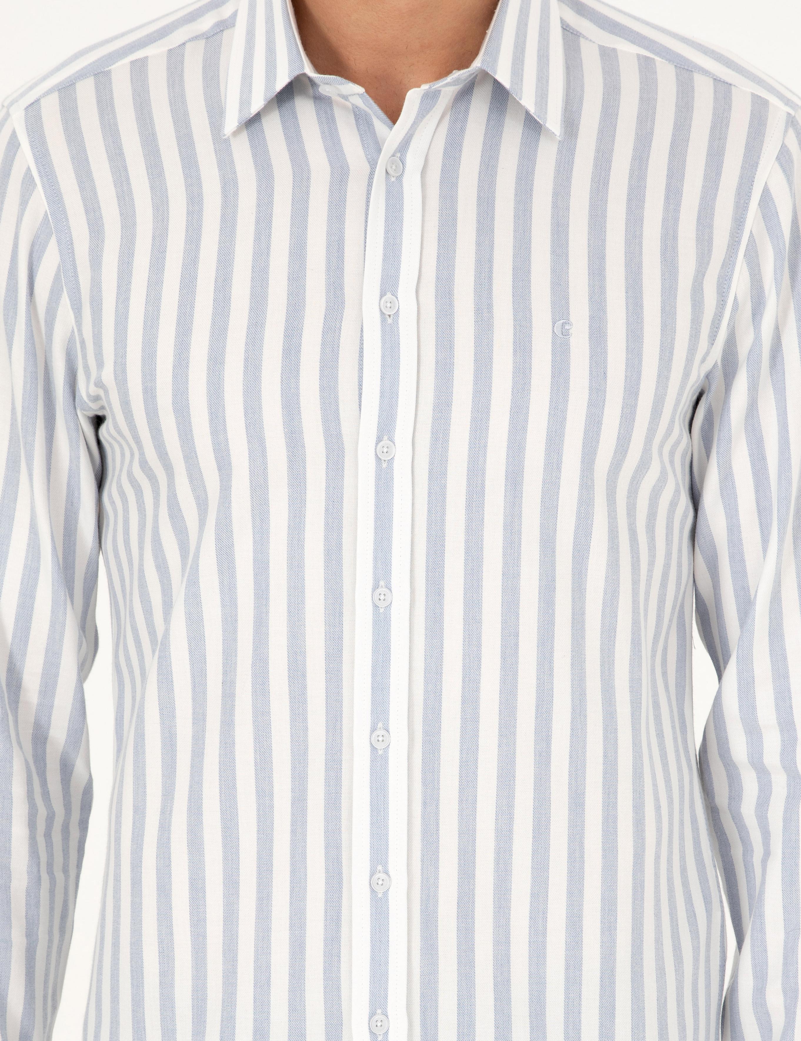 Mavi Slim Fit %100 Pamuk Çizgili Gömlek - 50291351039