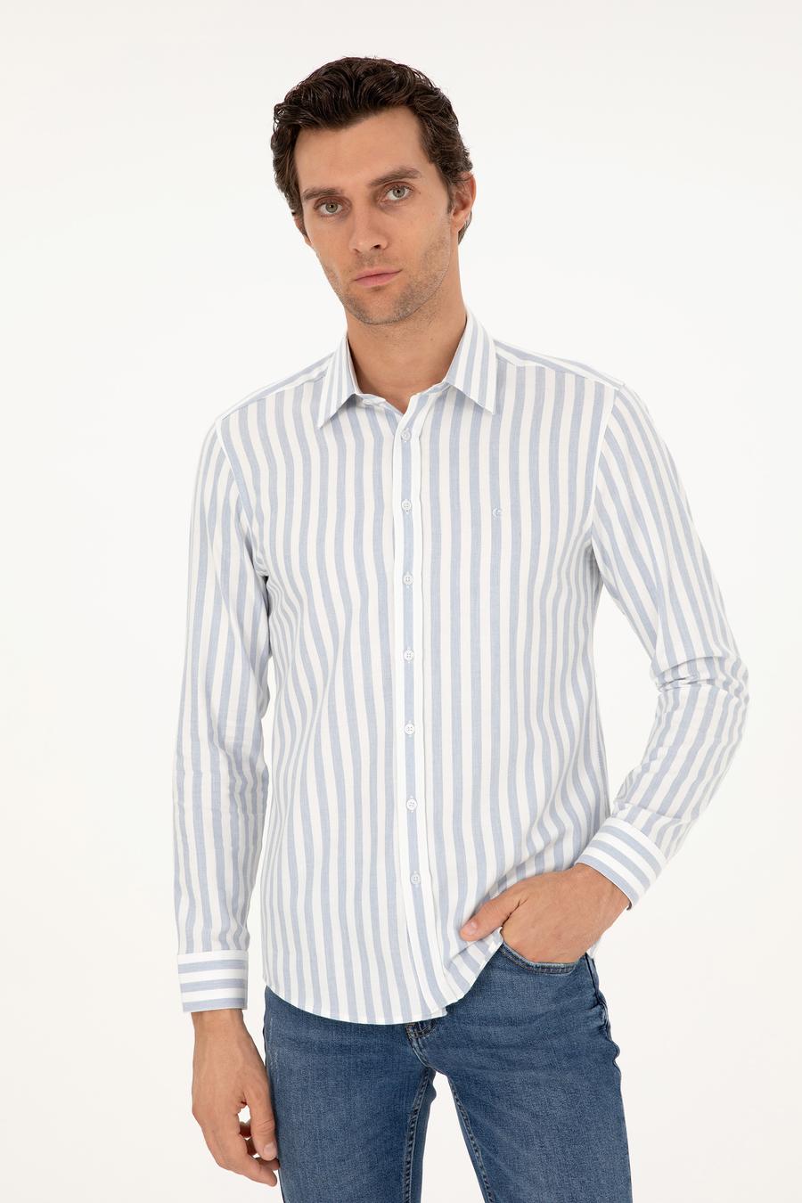 Mavi Slim Fit %100 Pamuk Çizgili Gömlek - 50291351039