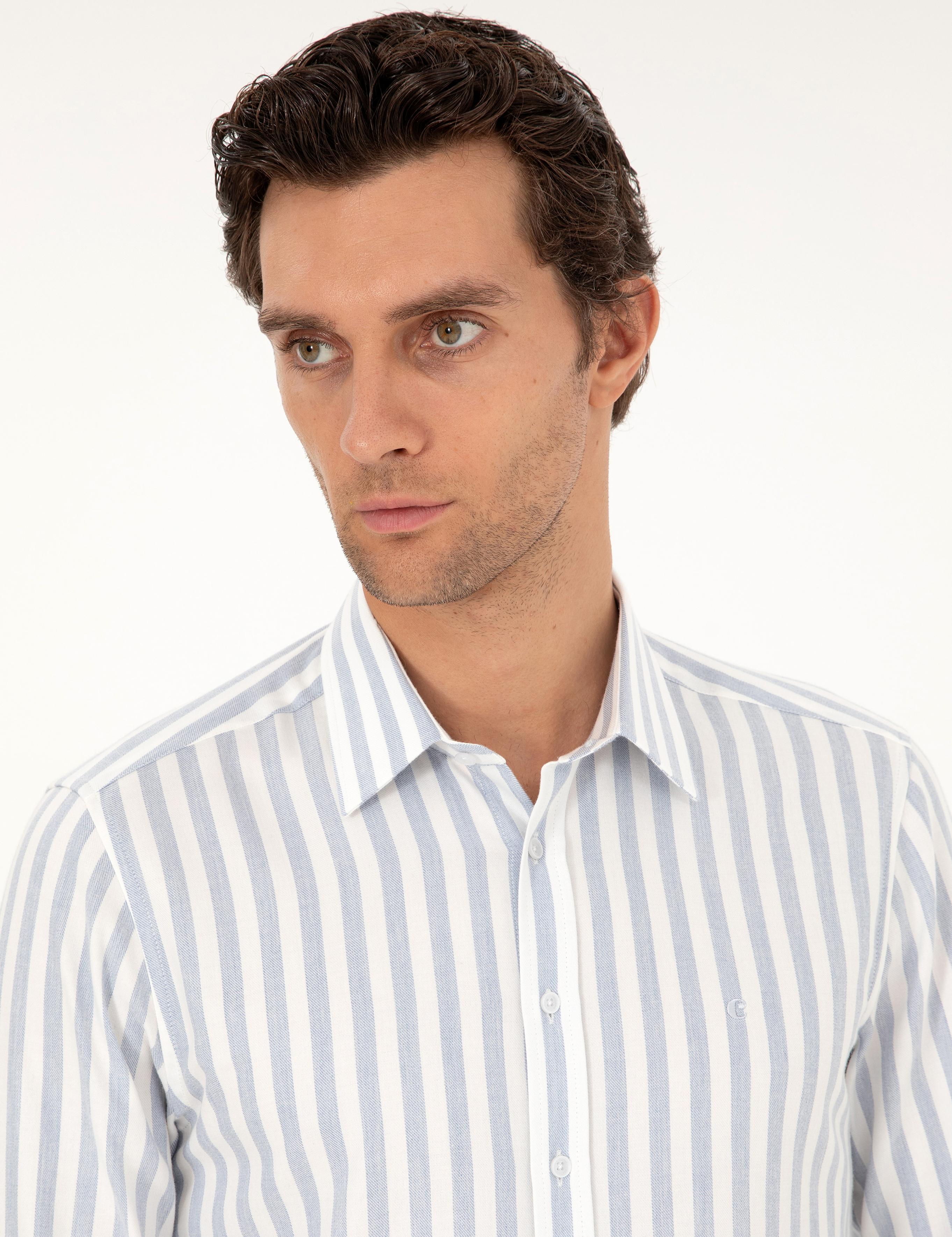 Mavi Slim Fit %100 Pamuk Çizgili Gömlek - 50291351039