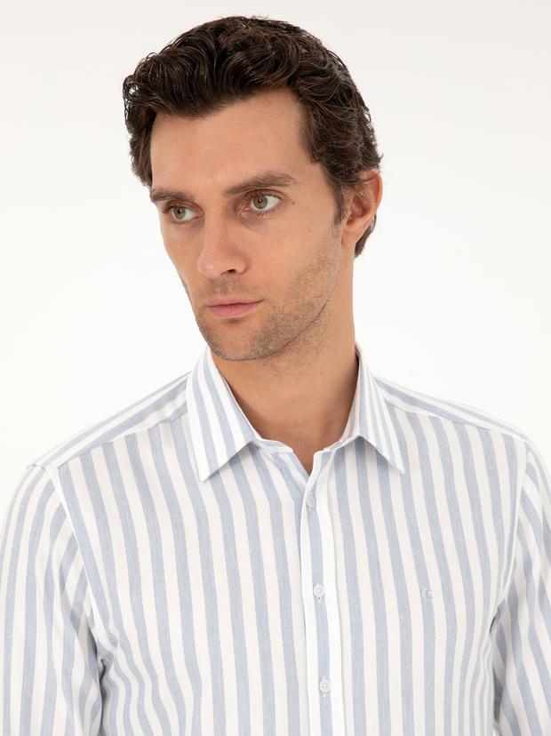 Mavi Slim Fit %100 Pamuk Çizgili Gömlek