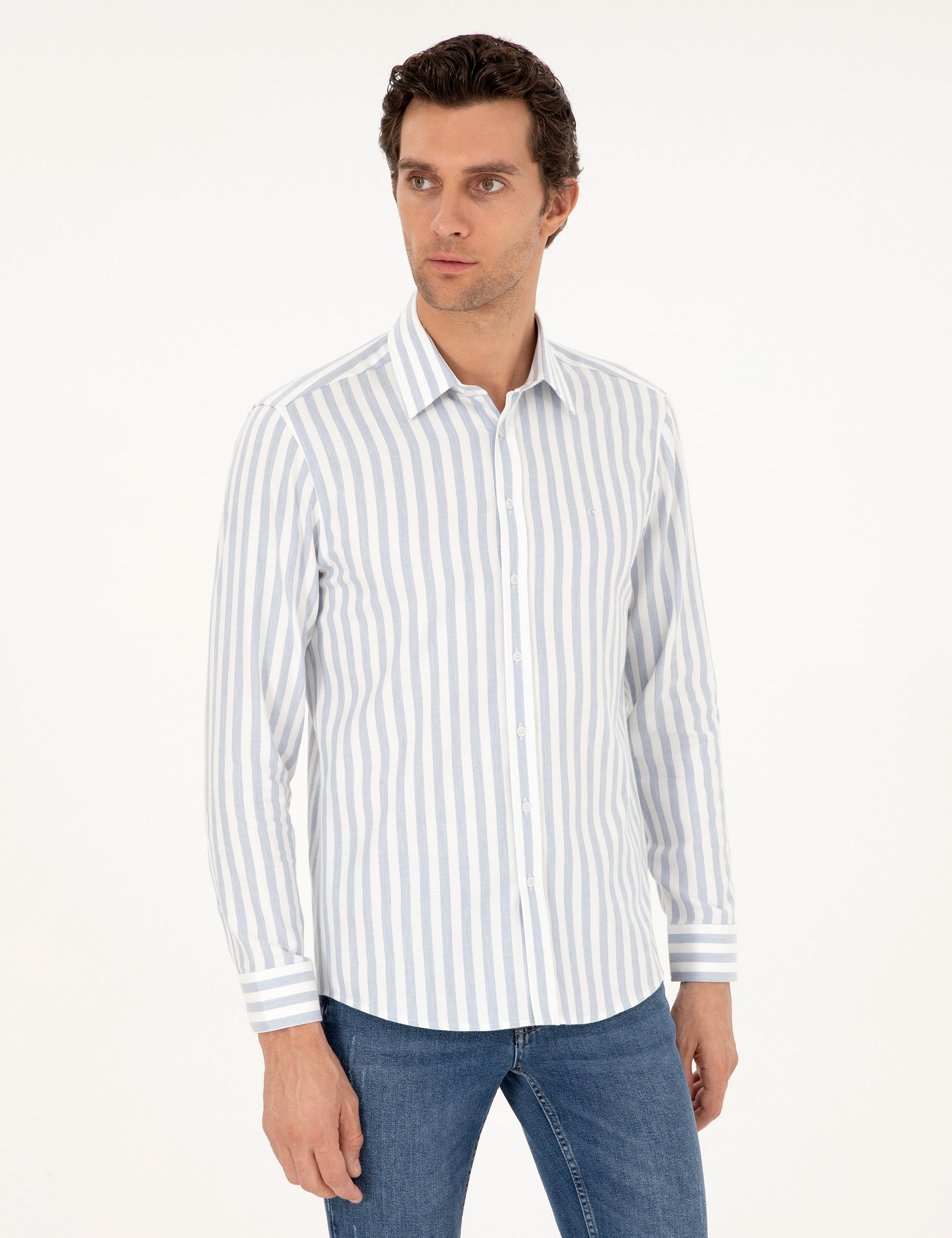 Mavi Slim Fit %100 Pamuk Çizgili Gömlek - 50291351039