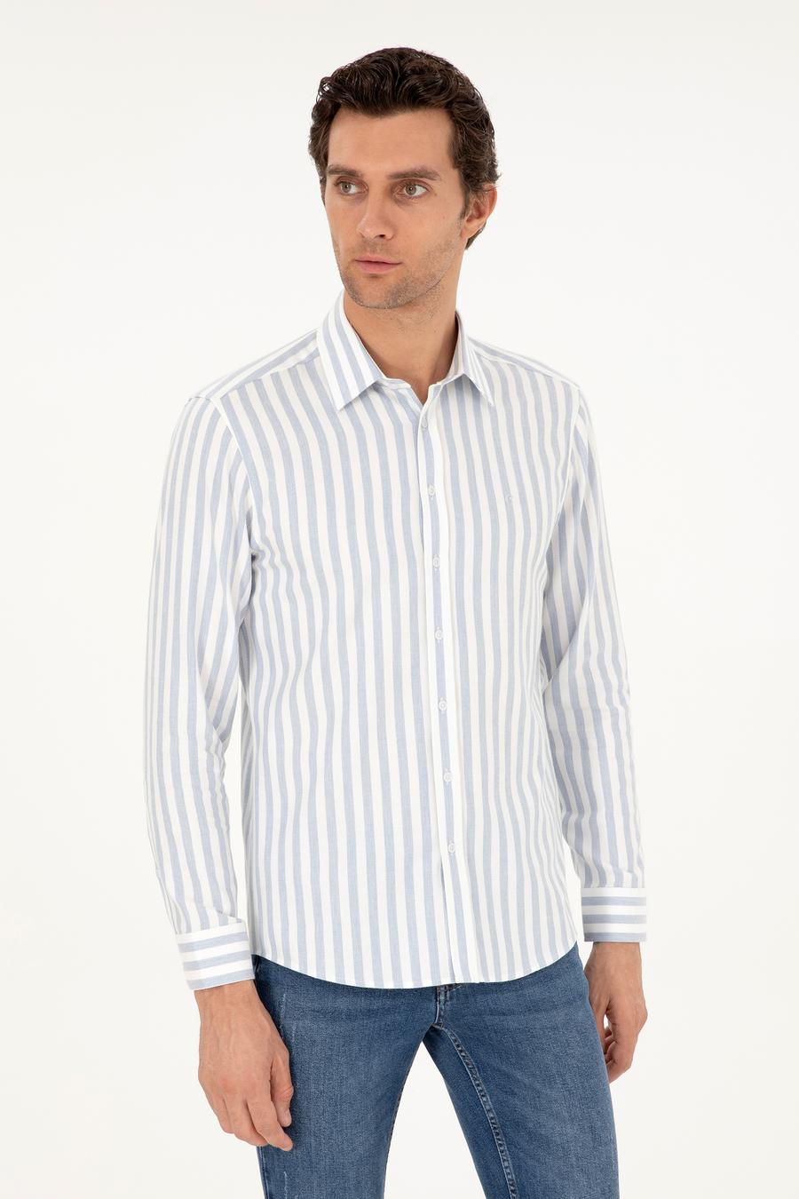 Mavi Slim Fit %100 Pamuk Çizgili Gömlek - 50291351039