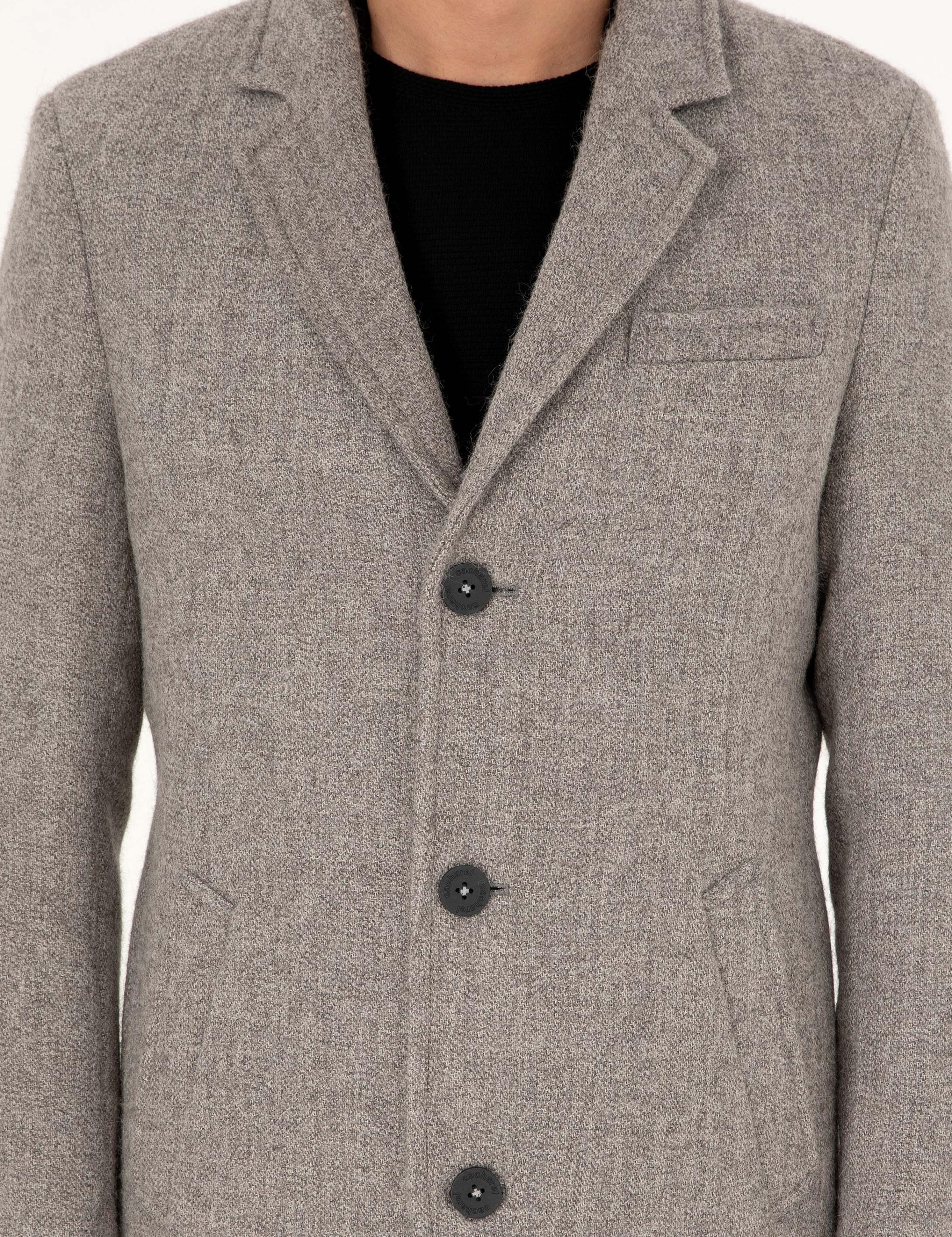 Gri Slim Fit Yün Karışımlı Palto - 50293729008