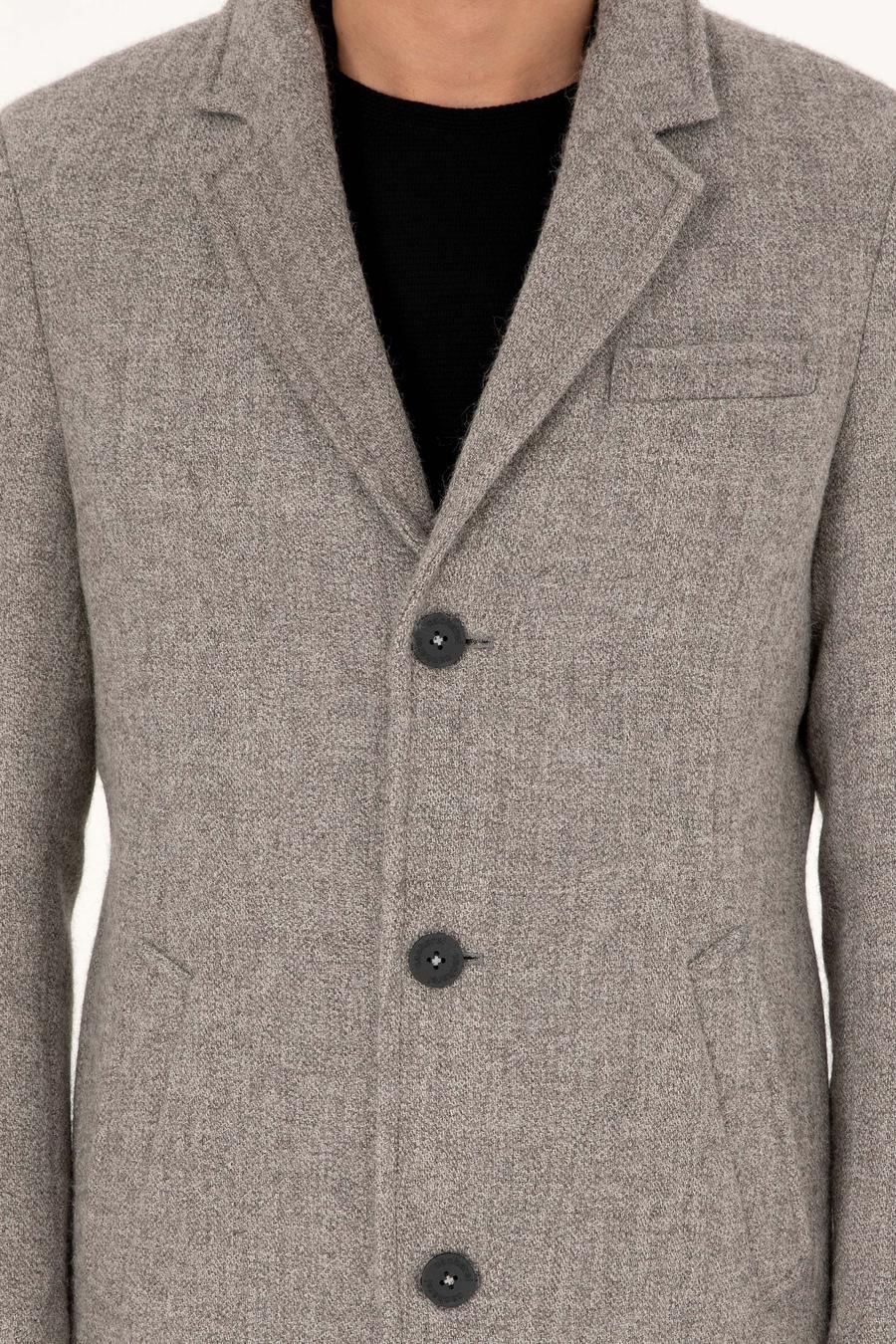 Gri Slim Fit Yün Karışımlı Palto - 50293729008