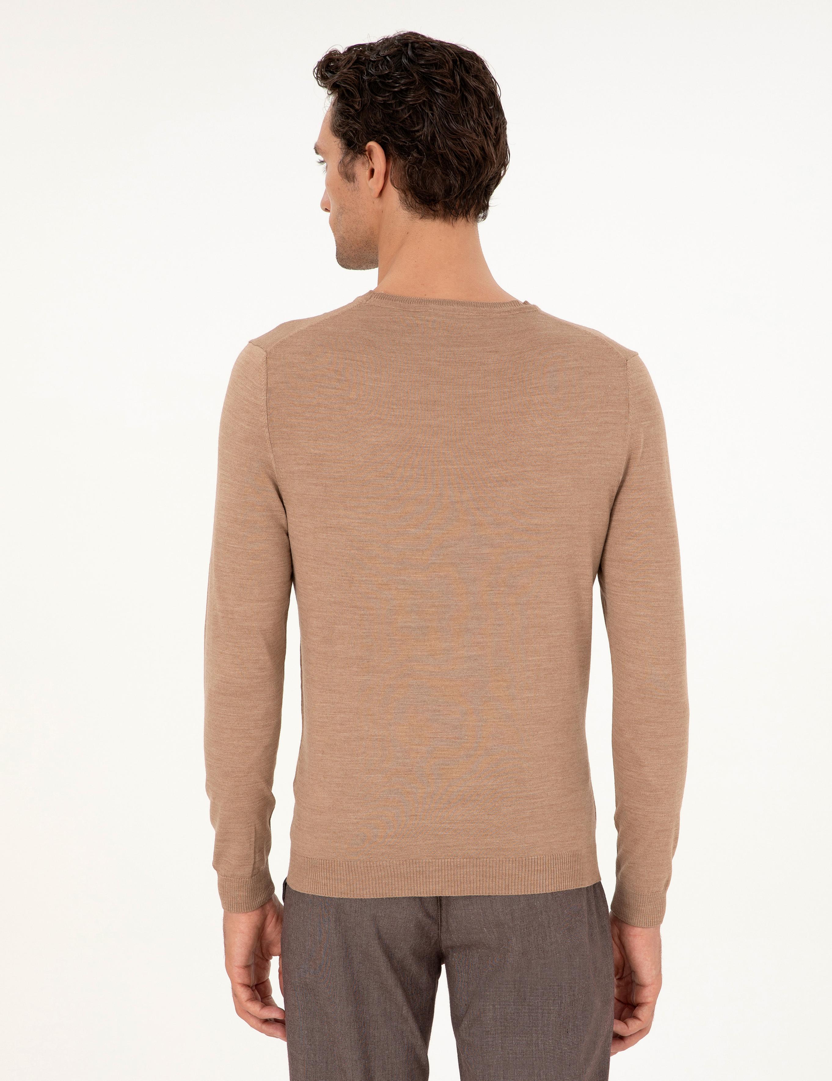 Camel Slim Fit Bisiklet Yaka Yün Karışımlı Basic Triko Kazak - 50293301035