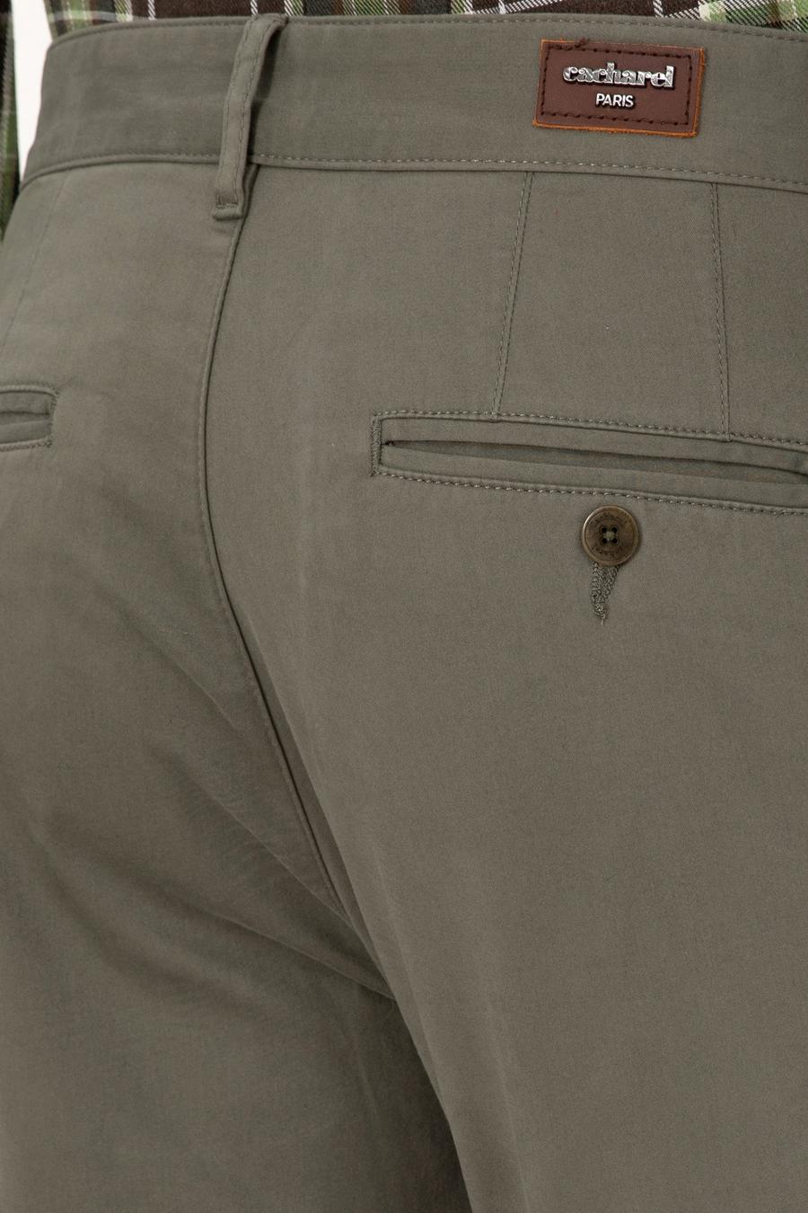 Haki Slim Fit Pamuk Karışımlı Kanvas Pantolon - 50292446013