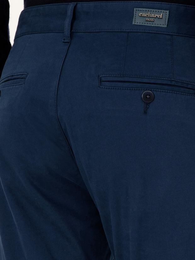 Lacivert Slim Fit Pamuk Karışımlı Kanvas Pantolon