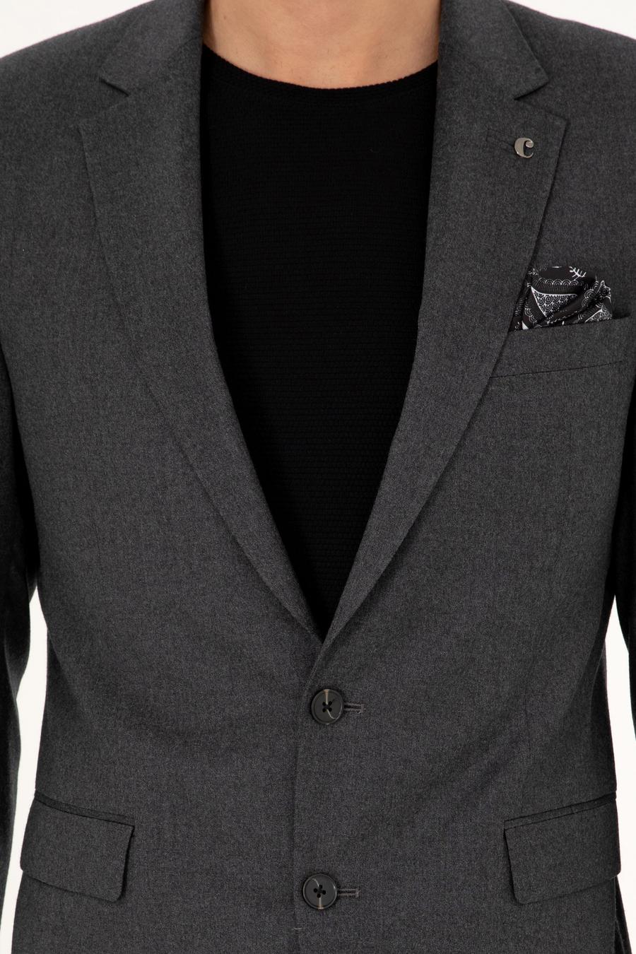 Antrasit Slim Fit Yün Karışımlı Ceket - 50292488014