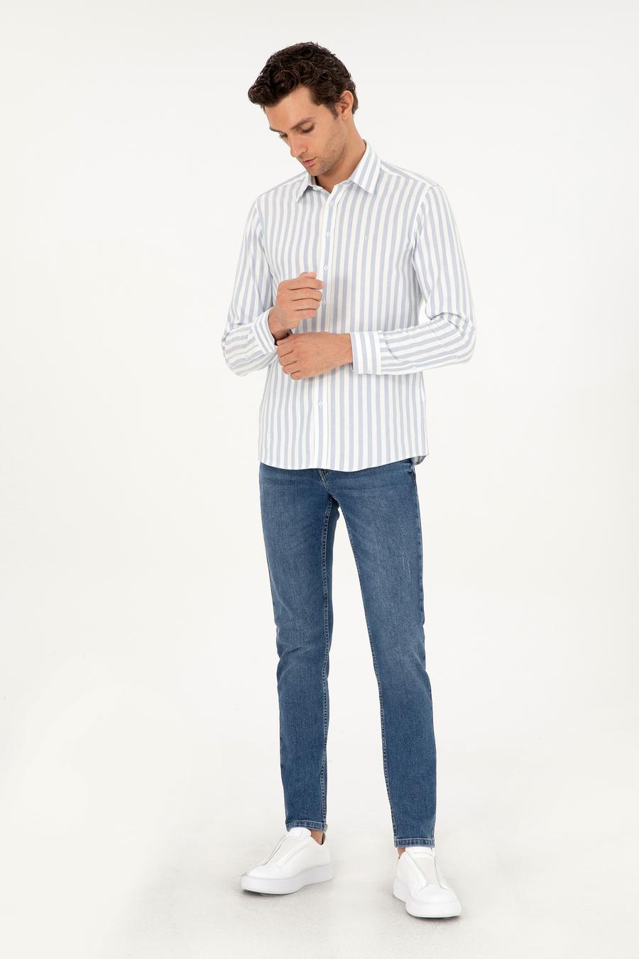 Mavi Slim Fit %100 Pamuk Çizgili Gömlek - 50291351039