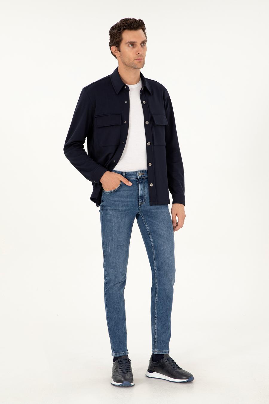 Açık Lacivert Slim Fit Pamuk Karışımlı Jean Pantolon - 50290519056