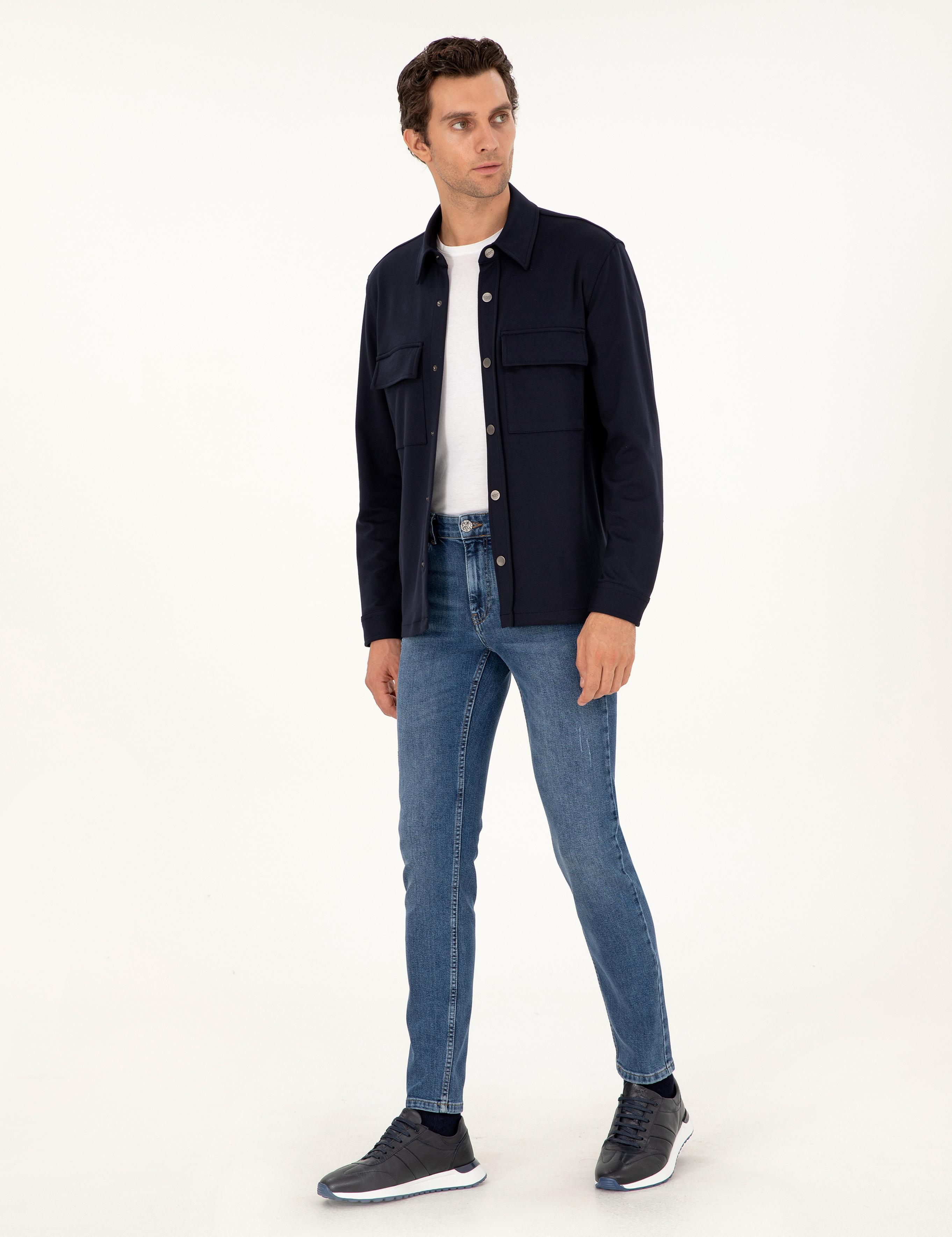 Açık Lacivert Slim Fit Pamuk Karışımlı Jean Pantolon - 50290519056