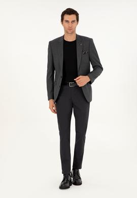 Siyah Slim Fit Pamuk Karışımlı Kanvas Pantolon