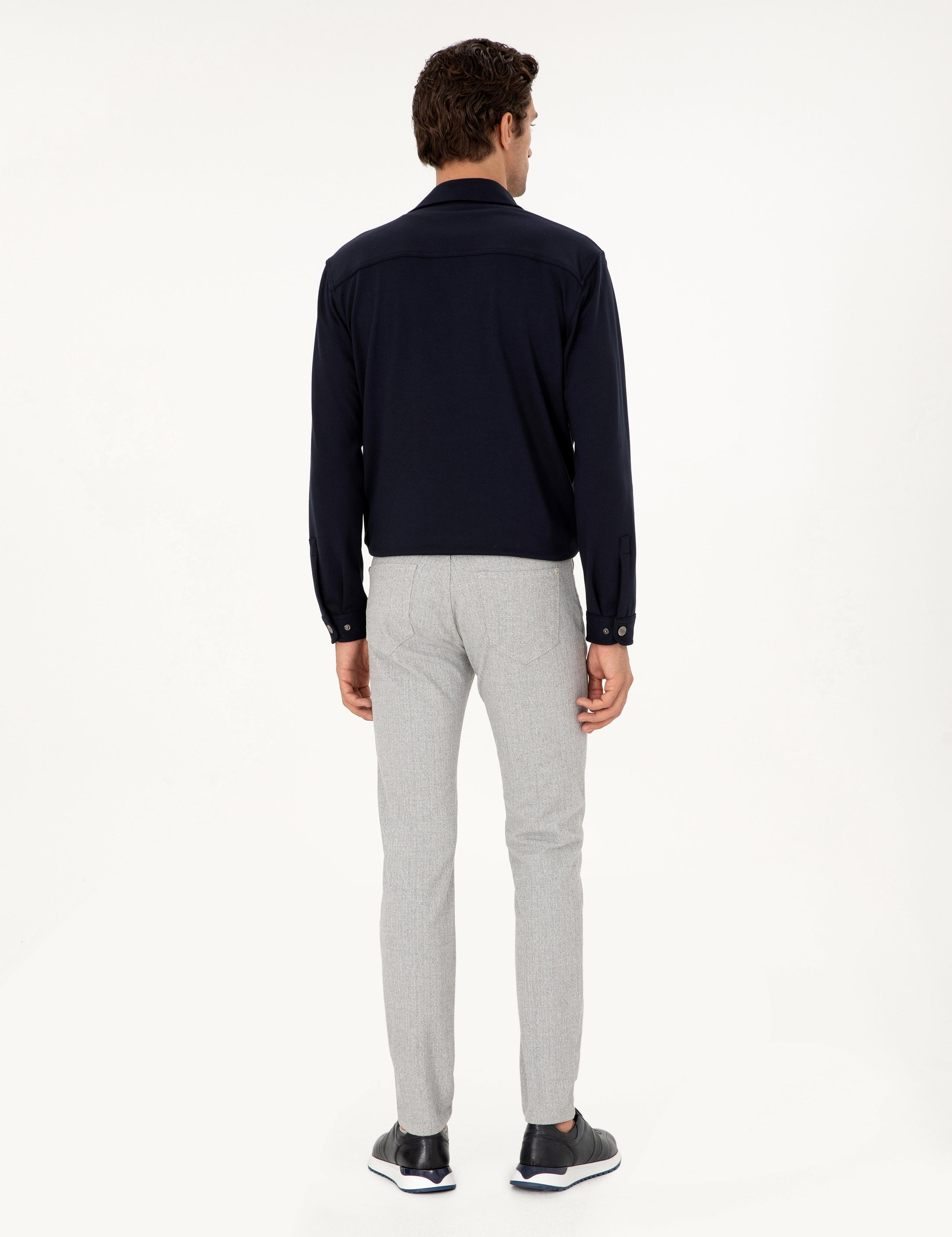 Gri Slim Fit Kanvas Pantolon - 50292435007