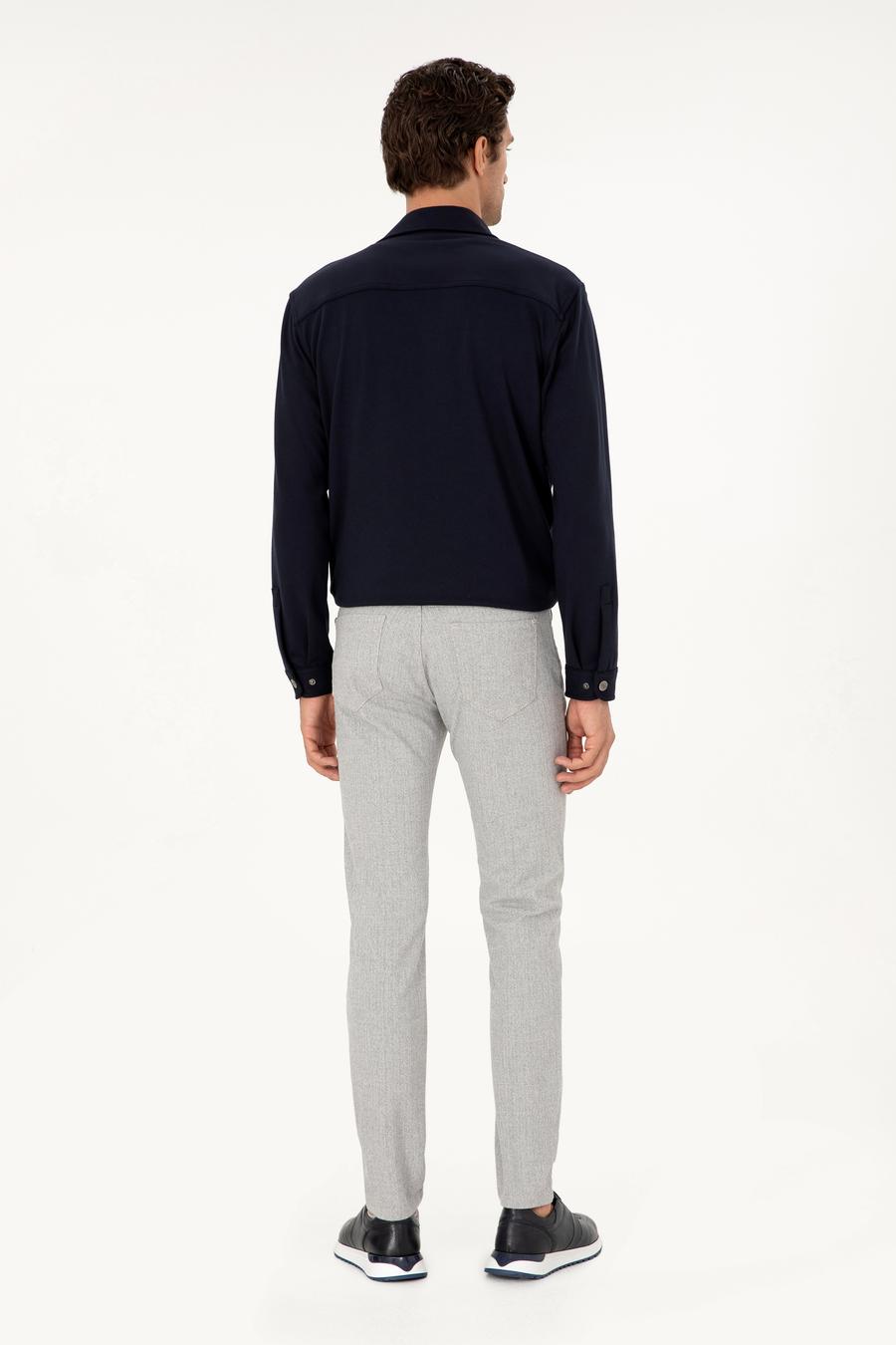 Gri Slim Fit Kanvas Pantolon - 50292435007