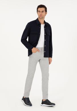 Gri Slim Fit Kanvas Pantolon