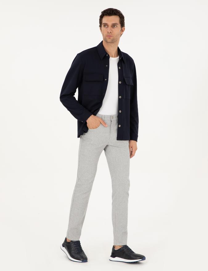 Gri Slim Fit Kanvas Pantolon