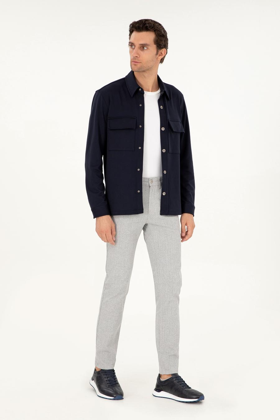 Gri Slim Fit Kanvas Pantolon - 50292435007