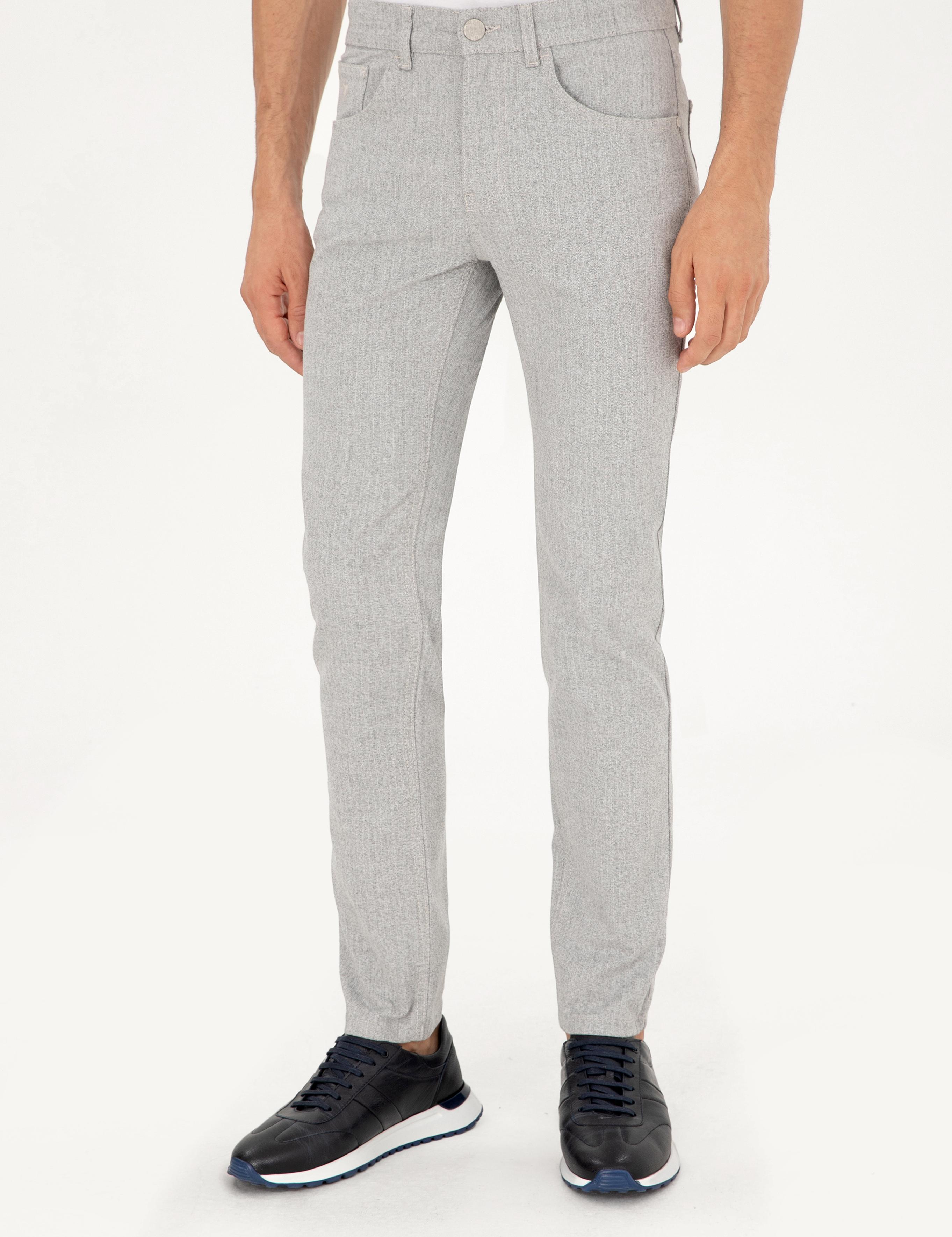 Gri Slim Fit Kanvas Pantolon - 50292435007