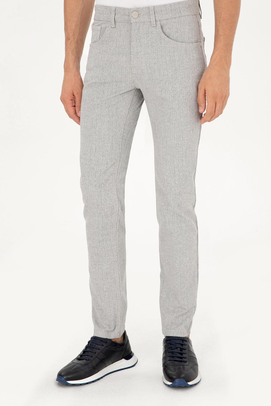 Gri Slim Fit Kanvas Pantolon - 50292435007