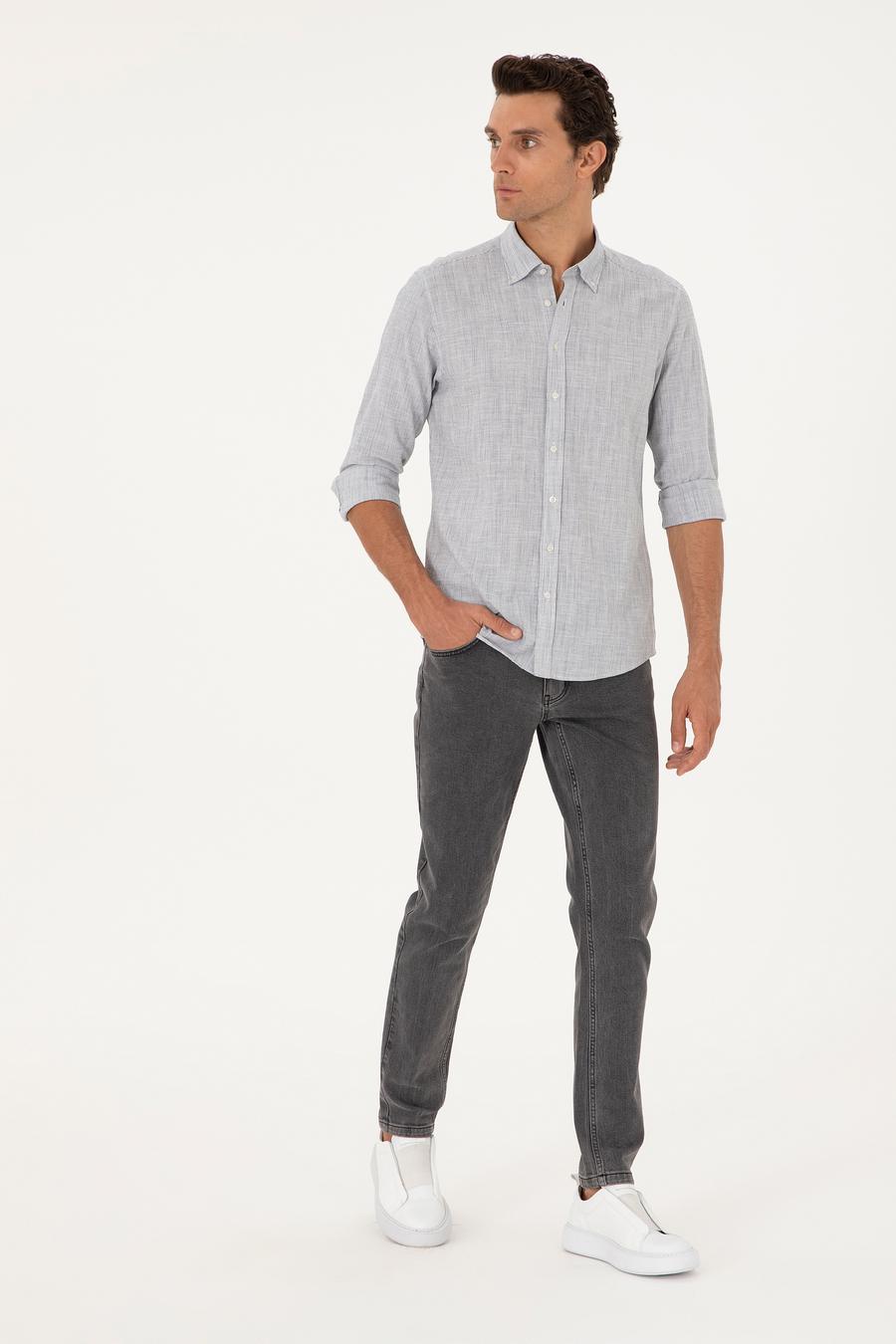 Saks Slim Fit %100 Pamuk Çizgili Gömlek - 50253923063