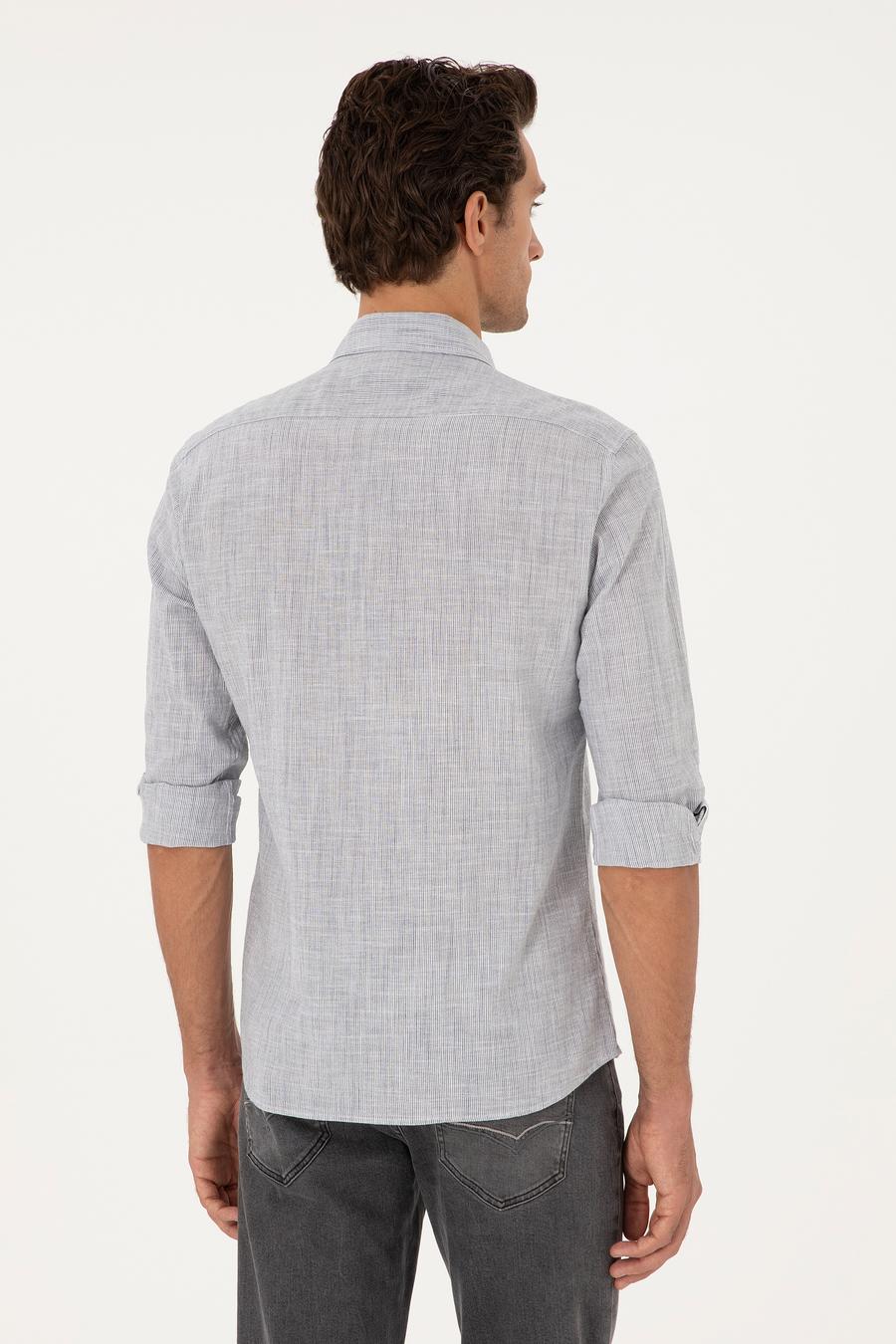 Saks Slim Fit %100 Pamuk Çizgili Gömlek - 50253923063