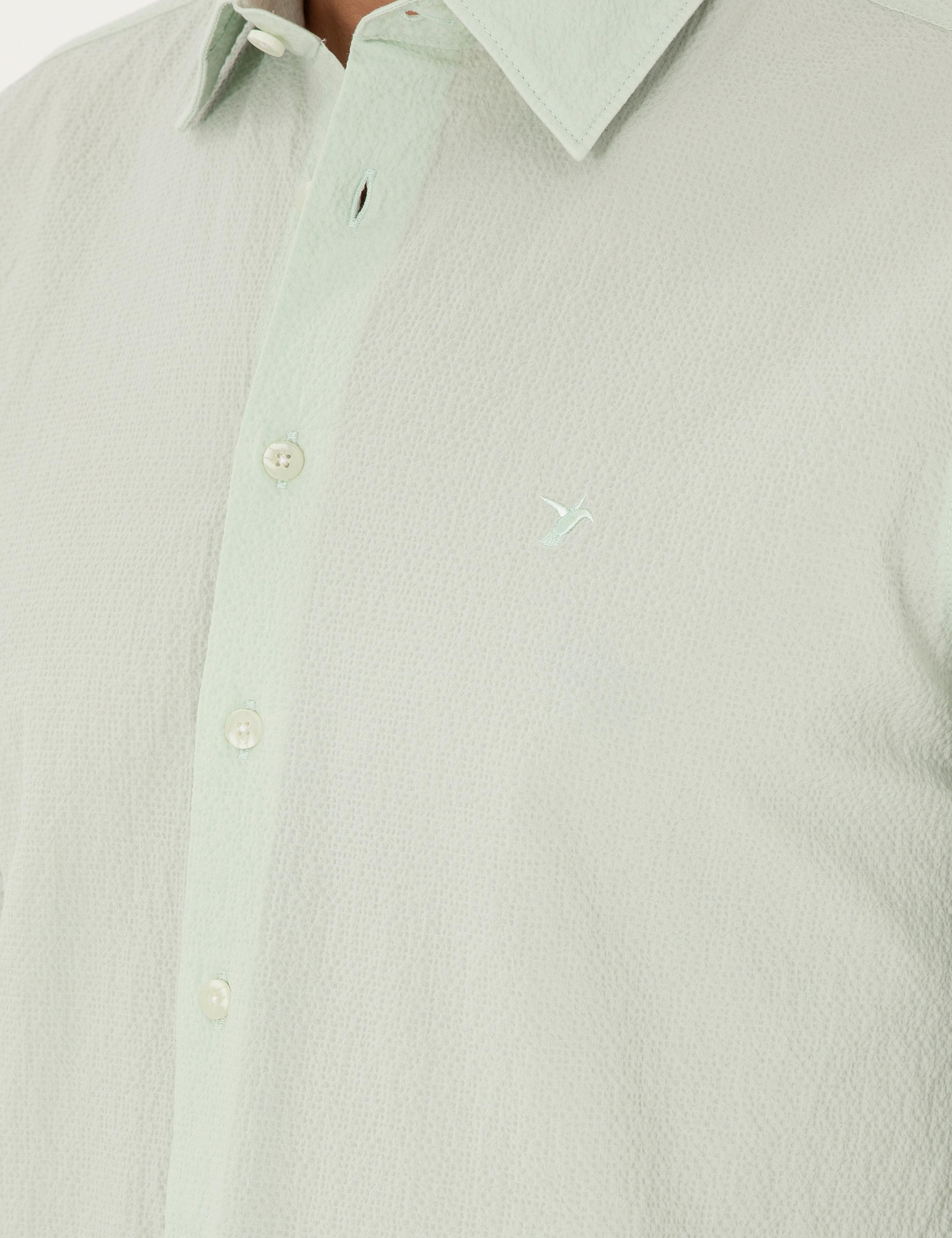 Mint Slim Fit Pamuk Karışımlı Gofreli Gömlek - 50284423022