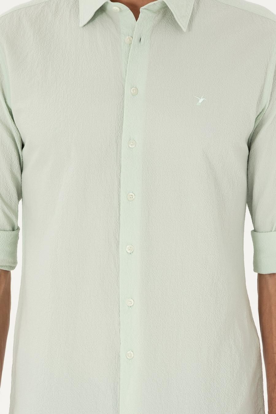 Mint Slim Fit Pamuk Karışımlı Gofreli Gömlek - 50284423022