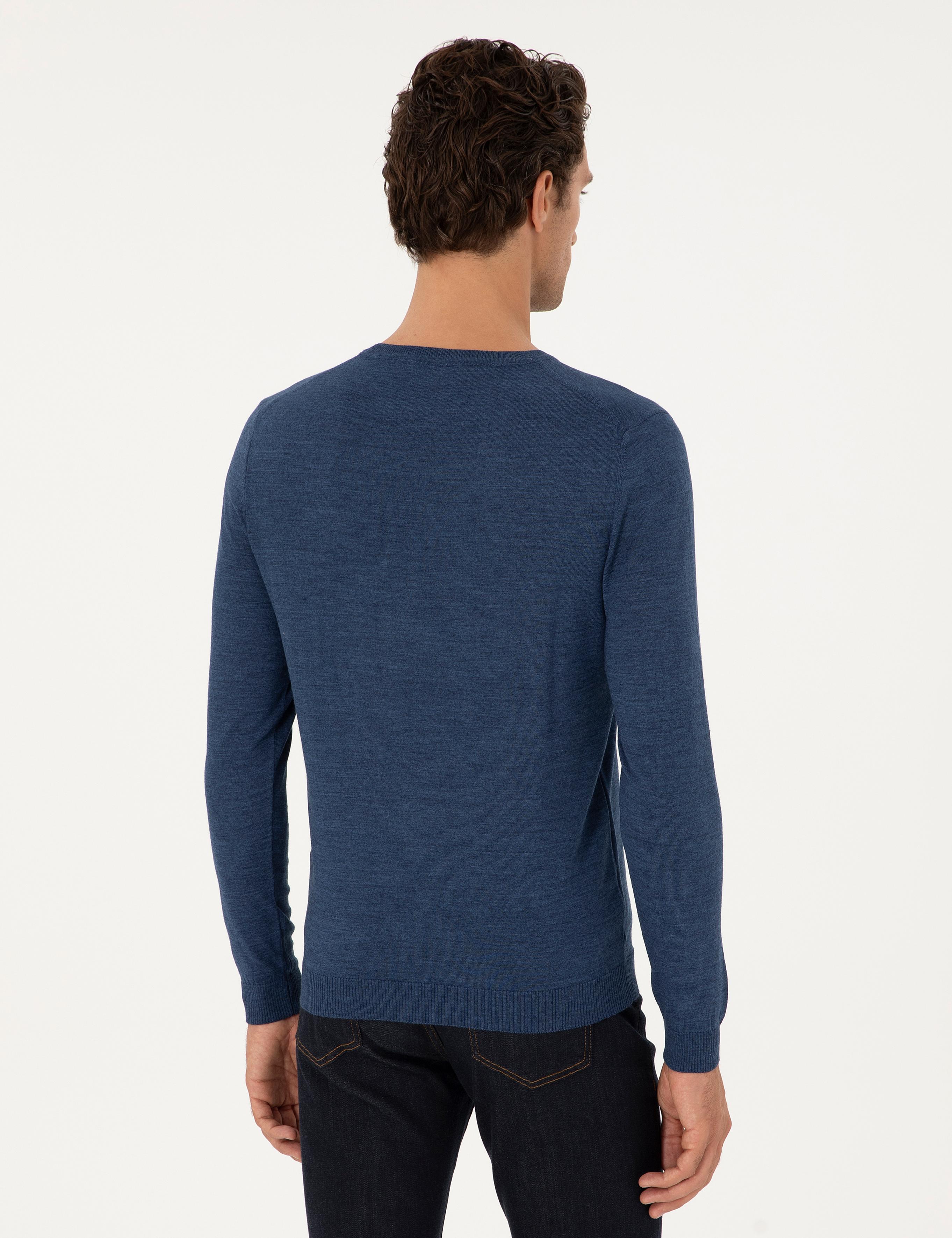 İndigo Slim Fit Yün Karışımlı Bisiklet Yaka Basic Triko Kazak - 50293301148