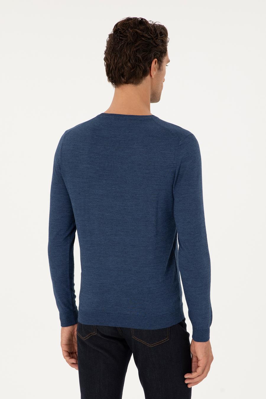 İndigo Slim Fit Yün Karışımlı Bisiklet Yaka Basic Triko Kazak - 50293301148