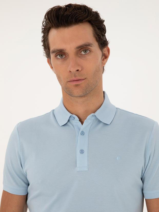 Açık Mavi Slim Fit Basic Tişört