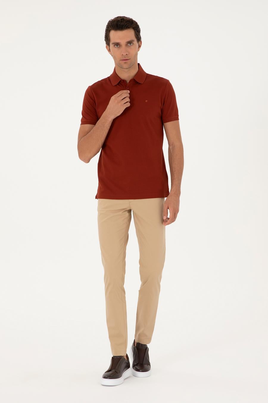 Camel Slim Fit Pamuk Karışımlı Kanvas Pantolon - 50285616028