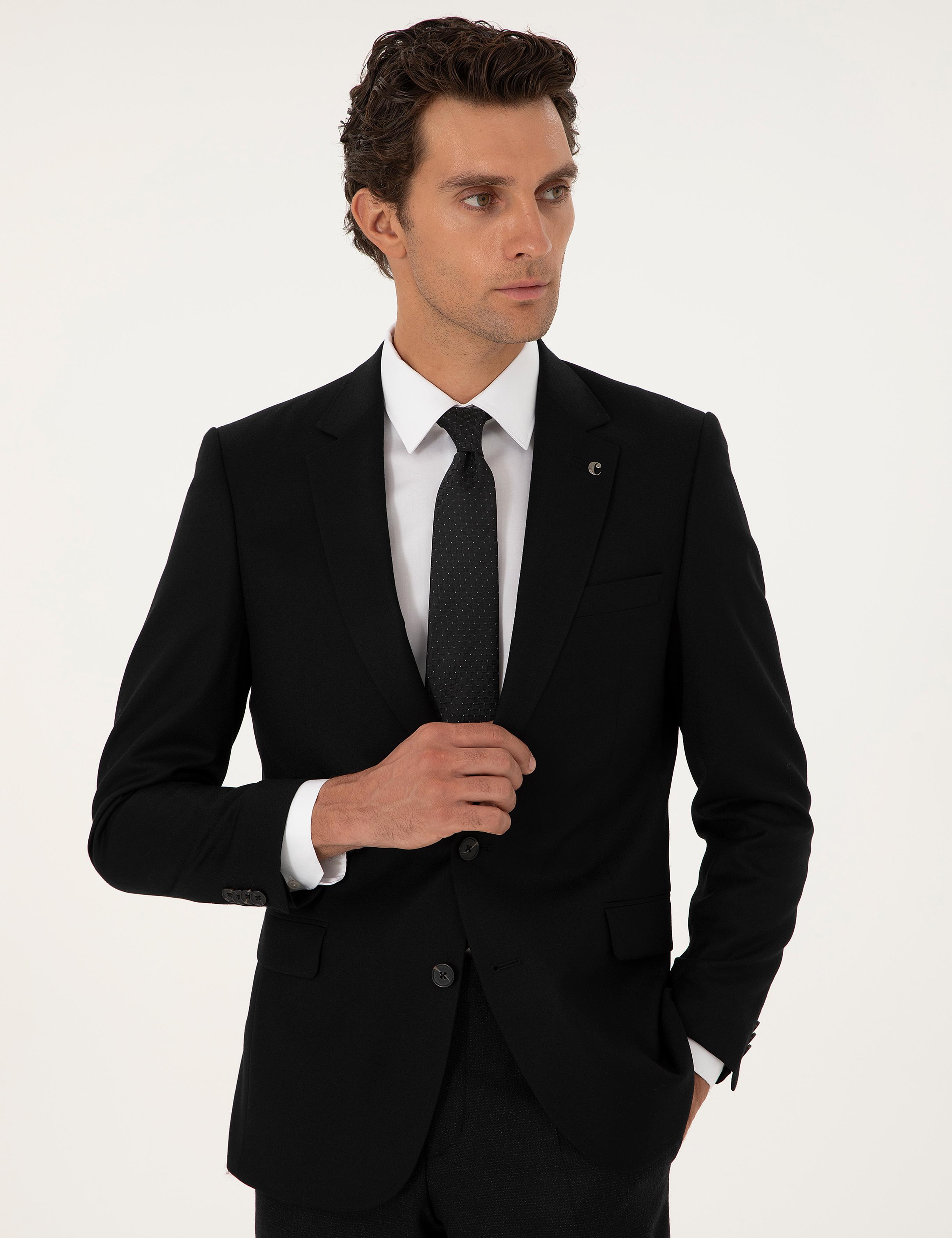 Siyah Slim Fit Ceket - 50292488248