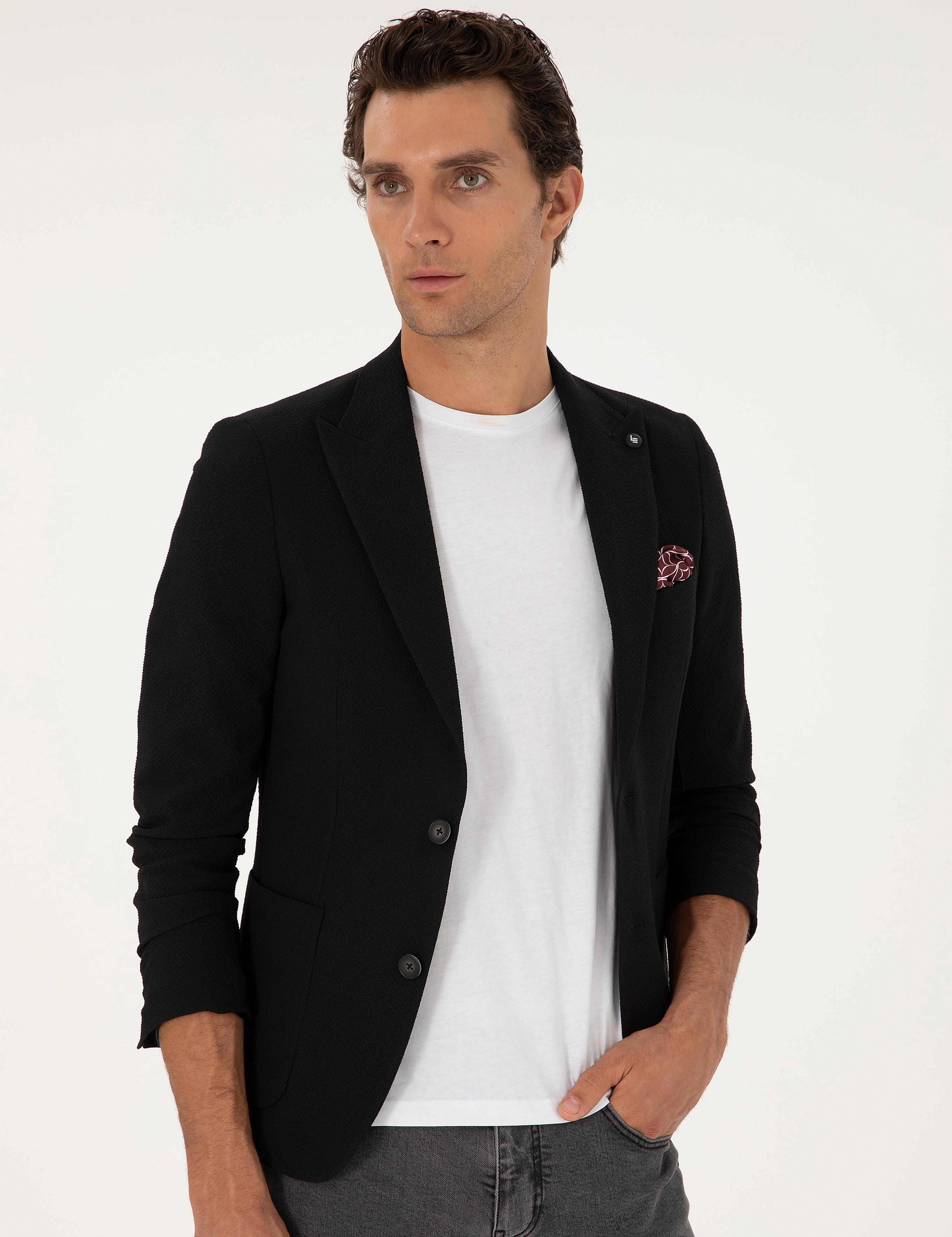 Siyah Ekstra Slim Fit Ceket - 50269213020