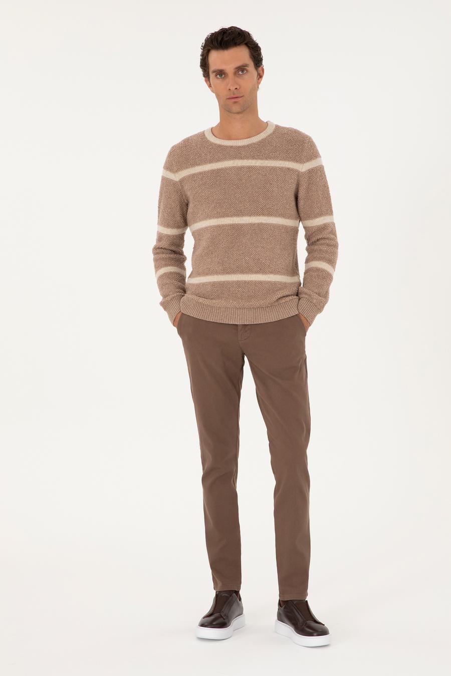 Kahverengi Slim Fit Kanvas Pantolon - 50305017453