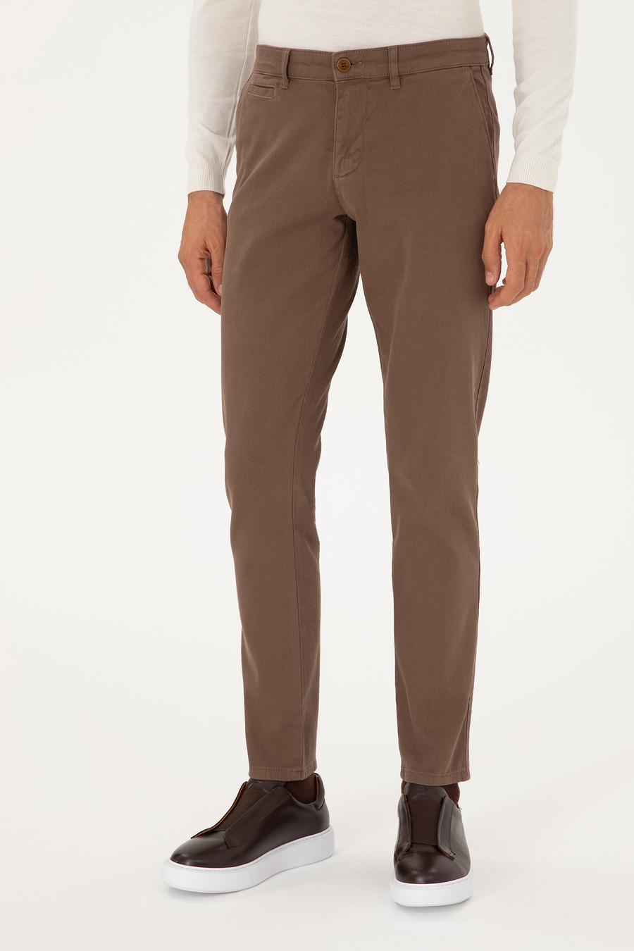 Kahverengi Slim Fit Kanvas Pantolon - 50305017453