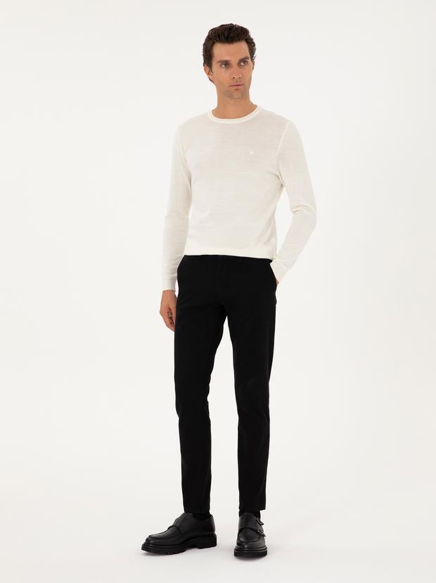 Siyah Slim Fit Kanvas Pantolon