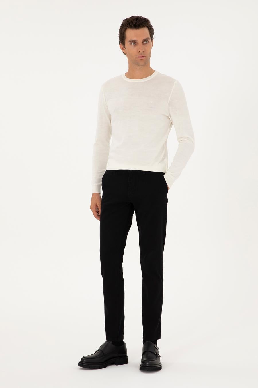 Siyah Slim Fit Kanvas Pantolon - 50305017213