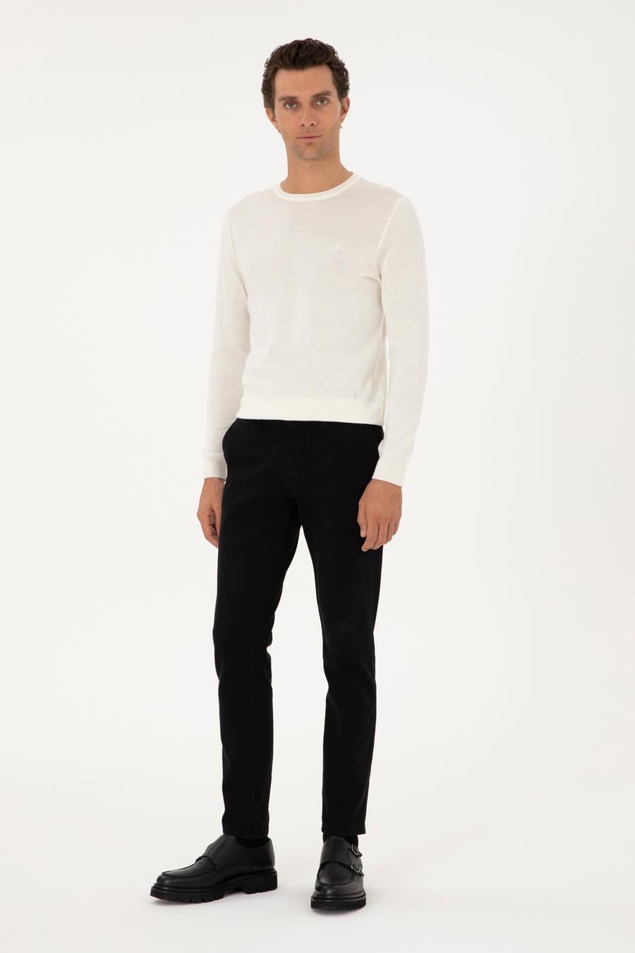 Siyah Slim Fit Kanvas Pantolon - 50305017213
