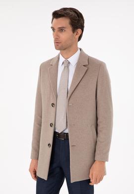 Vizon Yün Karışımlı Ekstra Slim Fit Palto
