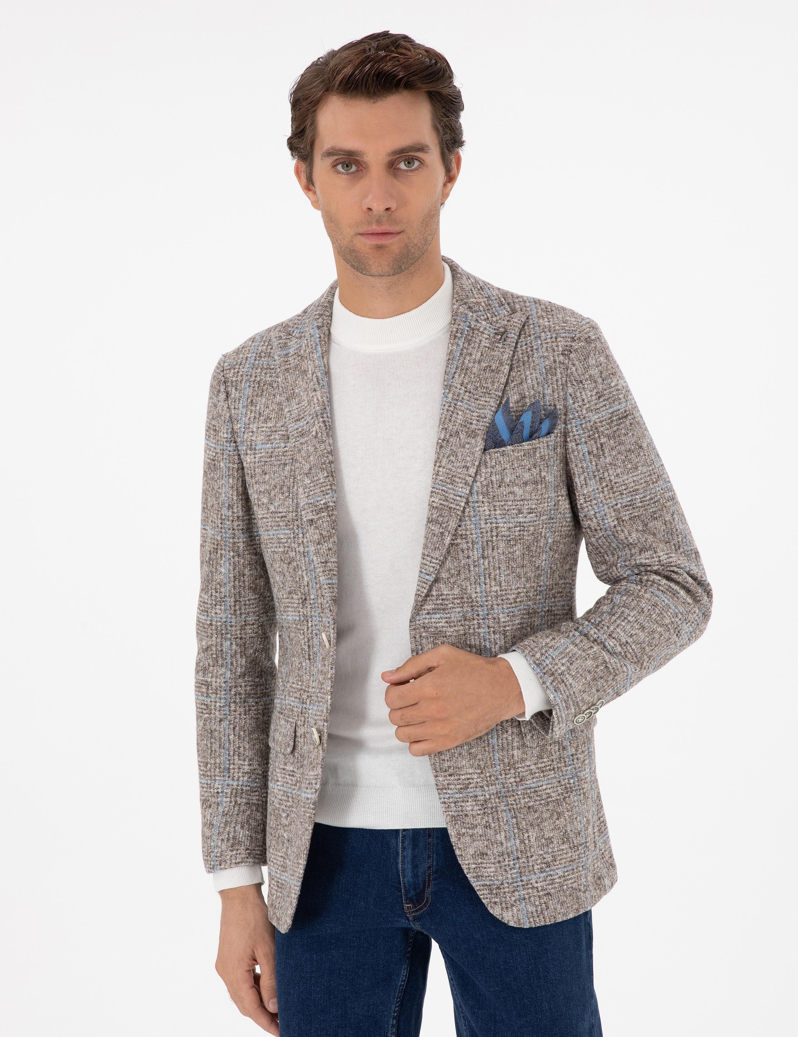 Açık Kahverengi Slim Fit Ceket - 50290526053