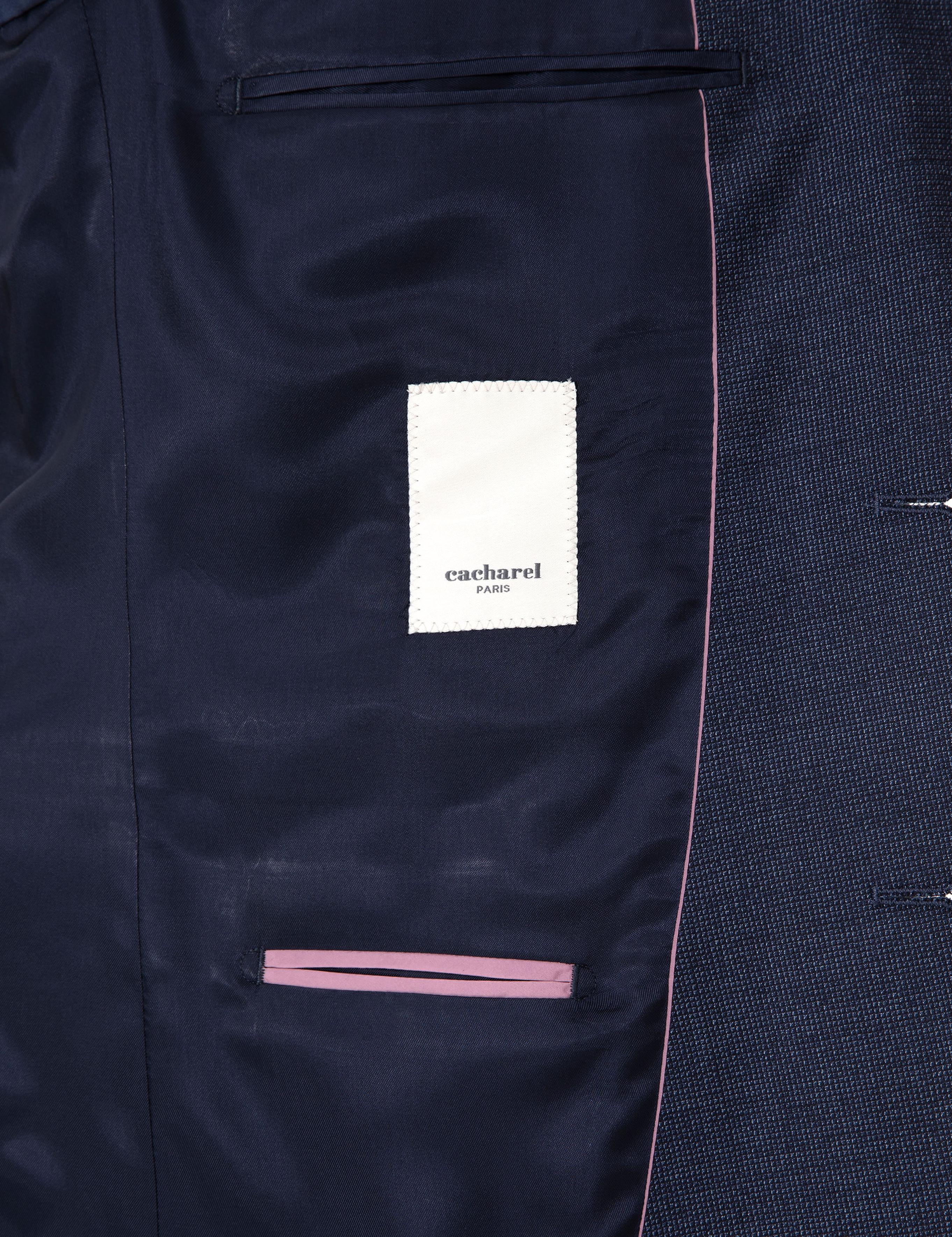 Lacivert Slim Fit Yün Karışımlı Mikro Desenli Takım Elbise - 50291066020