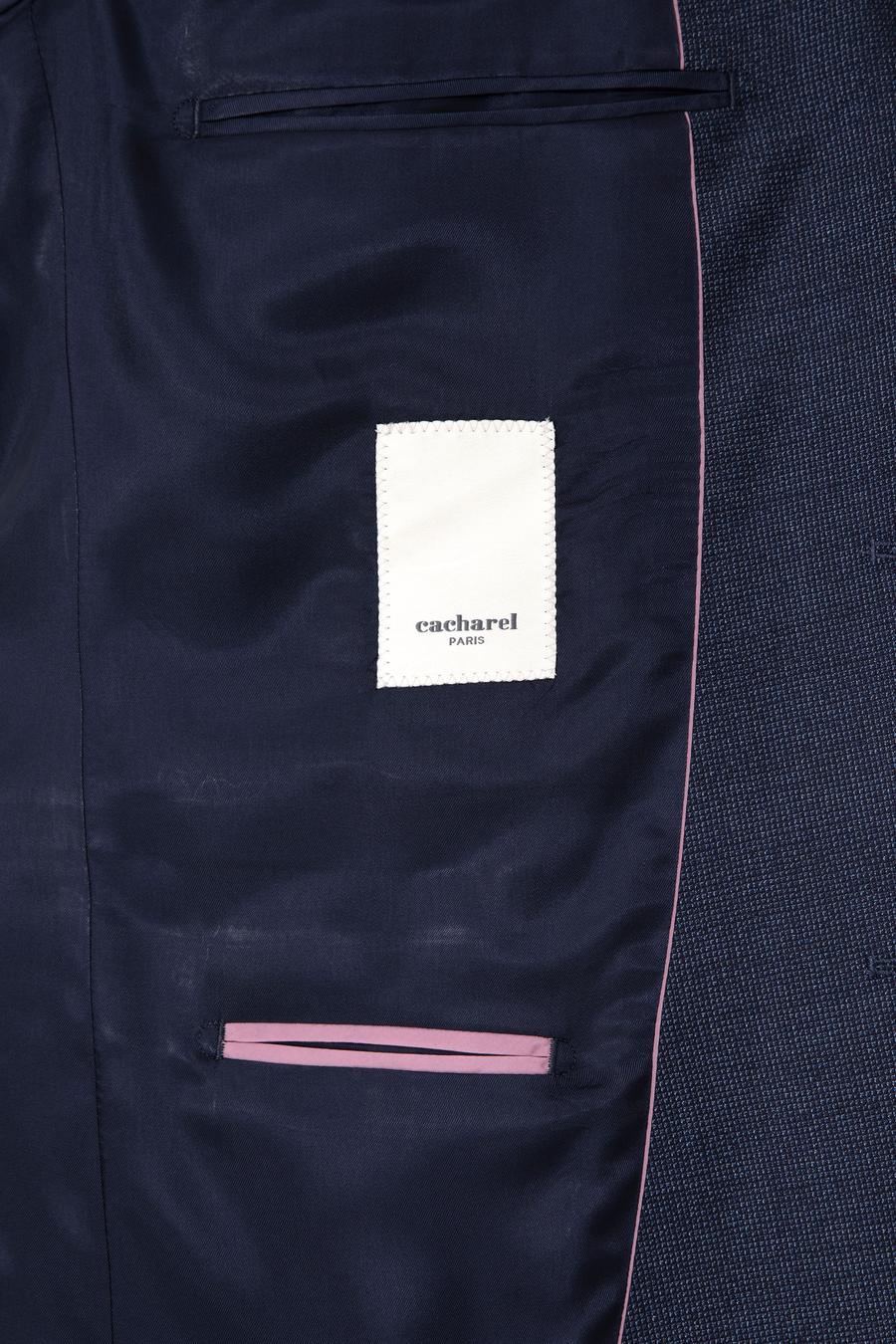 Lacivert Slim Fit Yün Karışımlı Mikro Desenli Takım Elbise - 50291066020