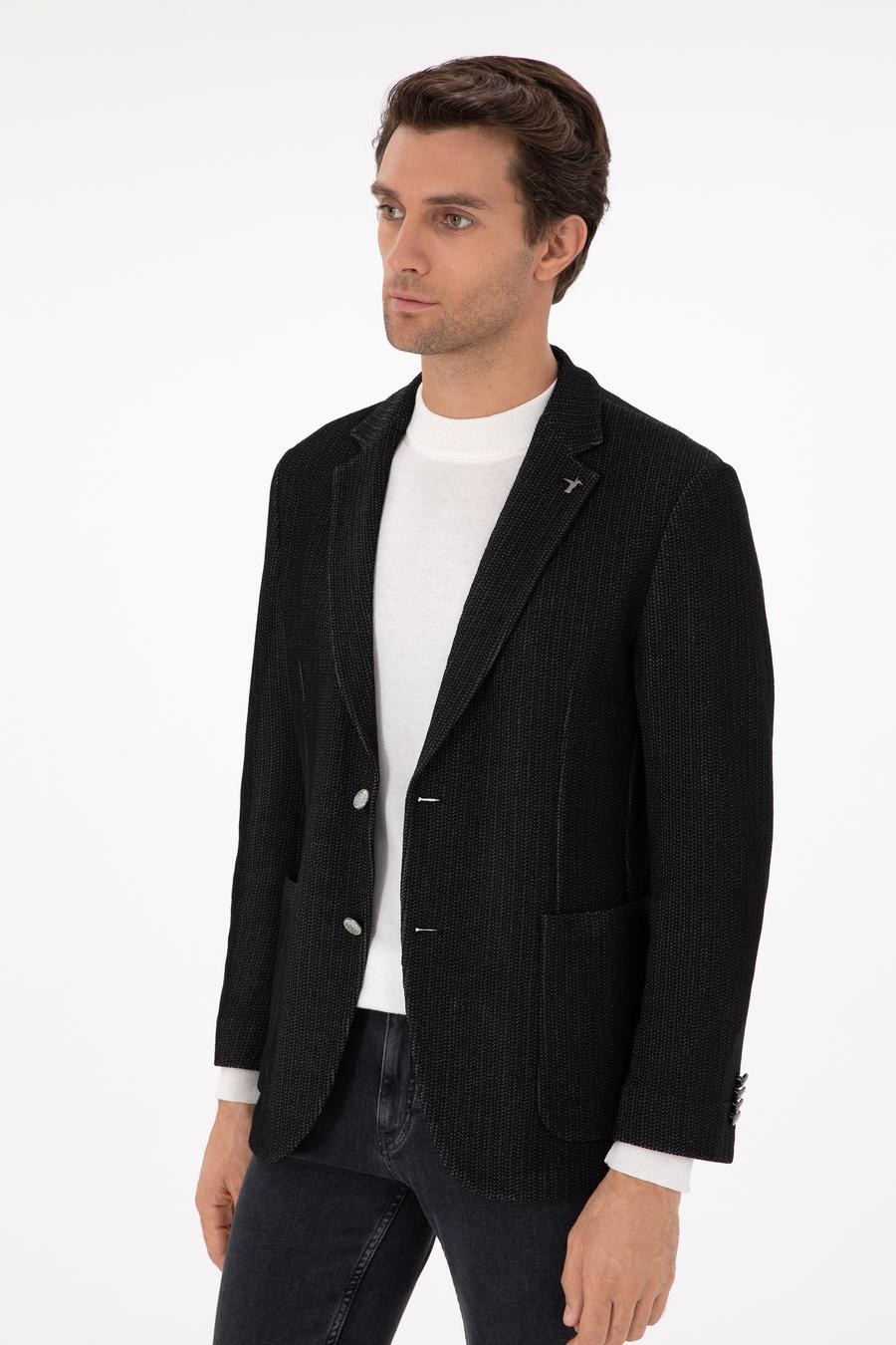 Siyah Slim Fit Yün Karışımlı Blazer Ceket - 50290541062
