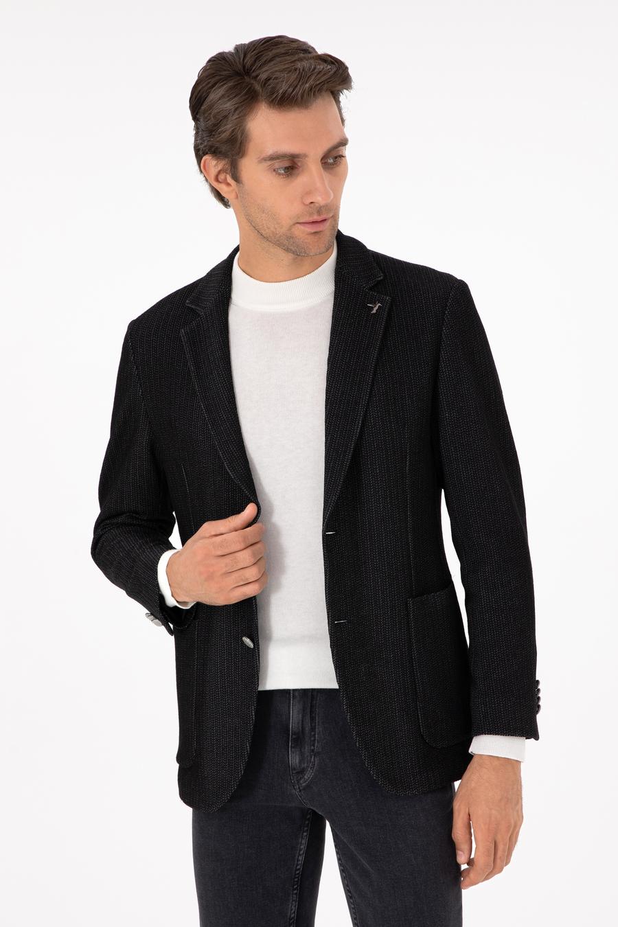 Siyah Slim Fit Yün Karışımlı Blazer Ceket - 50290541062